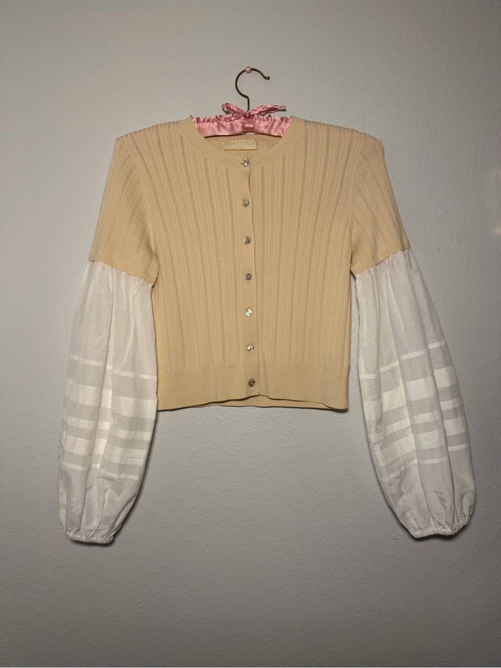 Ulla Johnson Beige Ribbed Button-Front Cardigan - Picture 2 of 8